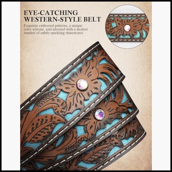 Western Belt with Carved Buckle for Jeans Pants Dresses main image 7
